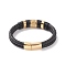 Leather Braided Cord Bracelets, with 304 Stainless Steel Magnetic Clasps, Black, Golden, 8-5/8 inch(22cm), 12.5mm