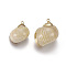 Electroplate Spiral Shell Pendants, with Brass Findings, Conch, Golden, 21~33x15~27mm, Hole: 2mm