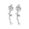 Rack Plating Alloy Pendants, with Rhinestone, Flower Charms, Platinum, 32x5x3.5mm, Hole: 1.2mm