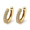 Cubic Zirconia C-Shaped Cuff Earrings, Gold Plated Brass Jewelry for Non-pierced Ears, Cadmium Free & Lead Free, Silver, 14x15x3mm