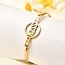 201 Stainless Steel Flat Round Link Bangles for Women, Real 18K Gold Plated, Word Kiss, 1/8 inch(0.4cm), Inner Diameter: 2 inch(5.1cm)x2-5/8 inch(6.6cm)