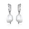 S925 Sterling Silver & Natural Freshwater Pearl Hoop Earrings, Platinum, White, 20x8mm