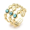 Ion Plating(IP) 304 Stainless Steel Synthetic Turquoise Cuff Rings, Round Wide Band Open Rings for Women Men, Real 18K Gold Plated, 15mm, Inner Diameter: Adjustable