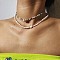 Bohemian Ethnic Style Natural Shell & Glass Seed Beaded Double Layer Choker Necklaces, with Alloy End Chain, Platinum, White, 11-3/4 inch(30cm), 2pcs/set