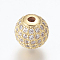 Brass Micro Pave Cubic Zirconia Beads, Round, Golden, Clear, 10mm, Hole: 2mm
