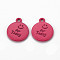 Spray Painted Alloy Pendants, Cadmium Free & Lead Free, Flat Round with Word For Today, Cerise, 17x14x1.5mm, Hole: 1.8mm