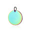 Ion Plating(IP) 304 Stainless Steel Pendants, with Jump Ring, Manual Polishing, Flat Round Charm, Stamping Blank Tag, Rainbow Color, 22x1.5mm, Hole: 5mm