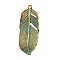 Tibetan Style Alloy Pendants, Feather, Antique Bronze & Green Patina, 44x17x2mm, Hole: 1.5mm