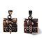 Carved Cuboid Rack Plating Brass Prayer Box Pendants, Wish Box, Random Style Clasp, Nickel Free, Red Copper, 17x16x18mm, Hole: 5x3mm
