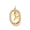 Brass Micro Pave Cubic Zirconia Pendants, Cadmium Free & Nickel Free & Lead Free, Real 18K Gold Plated, Oval with Letter Charms, Letter Y, 18.5x11x3.5mm, Hole: 2x1.5mm