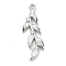 Brass Micro Pave Clear Cubic Zirconia Pendants, Leaf, Platinum, 24x7.6x2.4mm, Hole: 1.2mm
