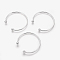 Brass Torque Bangle Making, End with Removable Round Beads, Cuff Bangles, Silver Color Plated, 2-3/8 inch(6.2cm), 3mm