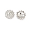 Flower Brass Clear Cubic Zirconia Bead Caps, Long-Lasting Plated, Cadmium Free & Lead Free, Rack Plating, Platinum, 15x4.5mm, Hole: 1.6mm
