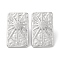 304 Stainless Steel Rectangle with Sun Stud Earrings, Stainless Steel Color, 23x14mm