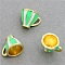 Alloy Enamel Pendants, Light Gold, Cup Charm, Spring Green, 13x16.8x13mm