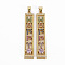 Brass Micro Pave Cubic Zirconia Pendants, Nickel Free, Rectangle with Word HAPPY, Real 16K Gold Plated, 49.5x9x4.5mm, Hole: 3mm