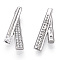 Rhodium Plated 925 Sterling Silver Micro Pave Cubic Zirconia Pendants, with Jump Ring, Diagonal Charms, Nickel Free, Real Platinum Plated, 17.5x7.5x5mm, Hole: 2.5x3.5mm