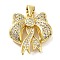 Brass Micro Pave Clear Cubic Zirconia Pendants, Cadmium Free & Lead Free, Bowknot, Real 16K Gold Plated, 20x19x6mm, Hole: 4x3.5mm