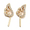 Brass Micro Cubic Zirconia Wing Shape Head Pins, Cadmium Free & Nickel Free & Lead Free, for Baroque Pearl Making, Real 18K Gold Plated, 18x7.5x1.8mm, Pin: 0.9mm