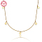 925 Sterling Silver Flat Round Pendant Necklaces for Women, Cable Chains Necklaces, Real 18K Gold Plated, 14.96 inch(38cm)