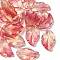 Handmade Transparent Czech Lampwork Pendants, with Gold Foil
, Leaf Charms, Cerise, 28x17x3.5mm, Hole: 1.2mm