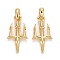 Rack Plating Real 18K Gold Plated Brass Pendants, with Jump Rings, Long-Lasting Plated, Lead Free & Cadmium Free, Fork, Golden, 17x9x2mm, Hole: 4x2.5mm