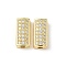 Brass Micro Pave Cubic Zirconia Beads, Rectangle, Rack Plating, Long-Lasting Plated, Cadmium Free & Lead Free, Real 18K Gold Plated, 15x7x4.5mm, Hole: 2mm
