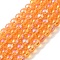Transparent Electroplate Glass Beads Strands, Pearl Luster Plated, Round, Orange, 4mm, Hole: 0.7mm, about 101pcs/strand, 14.57~14.96''(37~38cm)