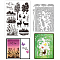 1 Sheet Custom Forest PVC Plastic Clear Stamps, for DIY Scrapbooking, Tree with 1Pc Carbon Steel Cutting Dies Stencils, Rectangle, Mixed Color, 105x139x0.8mm