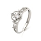 Brass Micro Pave Cubic Zirconia Adjustable Rings, Crown, Platinum, Inner Diameter: 20mm