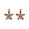 304 Stainless Steel Pendants, with Colorful Rhinestone, Ion Plating(IP), Star Charm, Real 18K Gold Plated, 12.5x11x2.5mm, Hole: 1mm