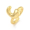 Brass Letter Open Cuff Rings for Women, Cadmium Free & Lead Free, Adjustable, Real 18K Gold Plated, Letter C, 15~16.5x7~16.5mm