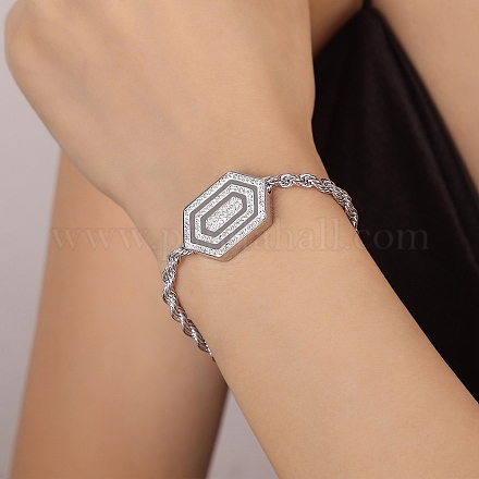 Браслет с шестигранными звеньями из кубического циркония BJEW-Q775-06P-1