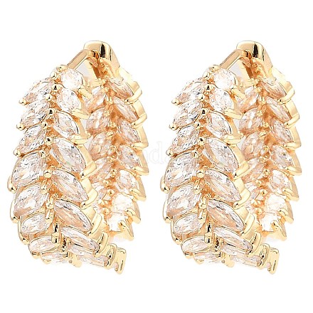 Серьги-кольца из латуни с микропаве из кубического циркония EJEW-D078-03KCG-1
