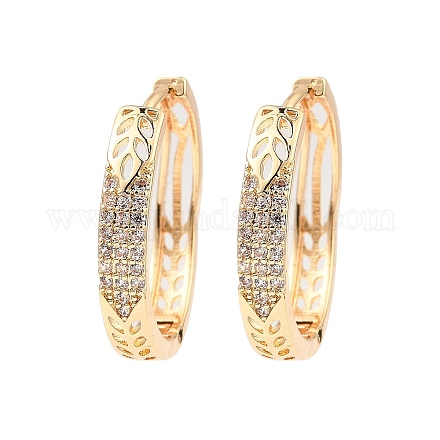 Серьги-кольца из латуни с микропаве из кубического циркония EJEW-D078-47KCG-1