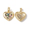 Brass Micro Pave Colorful Cubic Zirconia Pendants, Cadmium Free & Nickel Free & Lead Free, Heart Charms, Real 18K Gold Plated, 16x16x3mm, Hole: 5x2mm