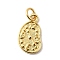 Brass Pendants, Watch Charms, Long-Lasting Plated, Lead Free & Cadmium Free, Rack Plating, with Jump Ring, Real 18K Gold Plated, 15x9x2mm, Hole: 3mm