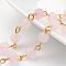 Handmade Natural Rose Quartz Beaded Chains, Unwelded, with Brass Eye Pin, Golden, 39.3 inch