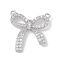 Brass Micro Pave Clear Cubic Zirconia Pendants, Bowknot, Platinum, 19x18.5x3.5mm, Hole: 1mm
