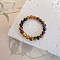 Natural Tiger Eye Stretch Rings, Adjustable Beaded Rings, 3mm