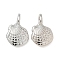 Brass Pendants, Shell Shape Charms, Long-Lasting Plated, Rack Plating, Lead Free and Cadmium Free, Platinum, 14x9x4mm, Hole: 3x2mm