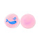 Acrylic Pendants, with Enamel and Glitter Powder, Flat Round with Dolphin Pattern, Pearl Pink, 24x2mm, Hole: 1.5mm