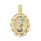Brass Micro Pave Cubic Zirconia Pendants, Santa Muerte, with ABS Imitation Pearl, Cadmium Free & Lead Free, Long-Lasting Plated, Rack Plating, Real 18K Gold Plated, Oval, 28x20.5x4mm, Hole: 6x3mm