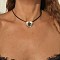 Alloy Splite Heart Pendant Necklace with Waxed Cords, Boho Necklace, Platinum, 17.91 inch(45.5cm)
