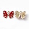 Alloy Enamel Pendants, with ABS Plastic Imitation Pearl Beads, Light Gold, Bowknot Charm, FireBrick, 12.5x16.5x5mm, Hole: 1.6mm