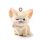 Flocky Opaque Resin Pendants, Fox, with Platinum Iron Loop, Bisque, 31.5x27x26mm, Hole: 2mm