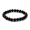 Unisex Natural Wood Beaded Stretch Bracelets, Round, Black, Inner Diameter: 2-1/8 inch(5.5cm), Bead: 8.5mm