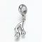 Tarnish Resistant 304 Stainless Steel European Dangle Charms, Large Hole Pendants, Musical Note, Stainless Steel Color, 29mm, Hole: 5mm, Pendant: 19x10x2mm, hole: 5mm
