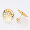304 Stainless Steel Stud Earring Findings, with Sieve Base, Ear Nuts/Earring Backs, Golden, 20mm, Hole: 1.7mm, Pin: 0.8mm