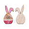 Single-Sided Printed Wood Big Pendants, Rabbit Charm, Cerise, 97x45x2.5mm, Hole: 3.5mm